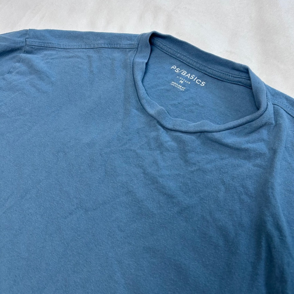 PS Basics by PacSun Mens Regular Fit Cotton Crew Neck T-Shirt Blue Medium